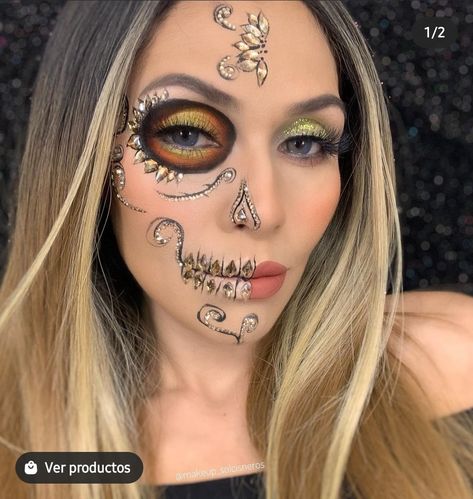 Calavera Makeup, Candy Skull Makeup, Catrina Costume, Mack Up, Candy Skulls, Skull Makeup, Halloween Make Up, Eye Shadow Palette, Halloween Make