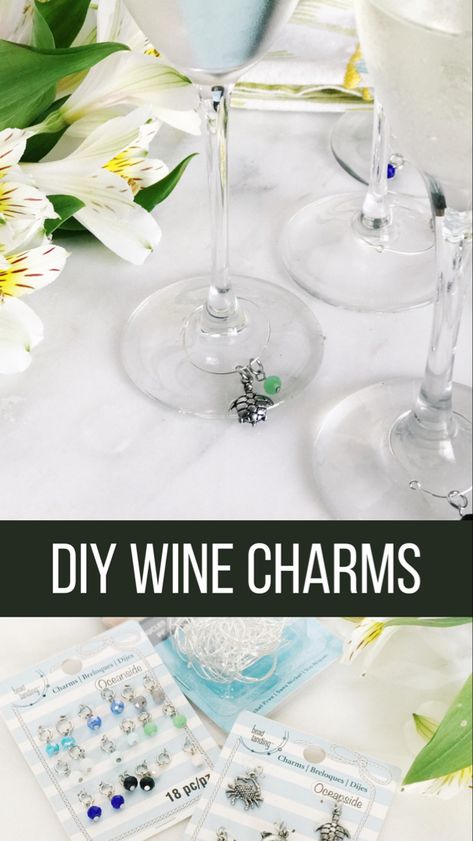 Diy wine charms Wine Glass Charms Diy How To Make, Diy Wine Charms, Wine Glass Charms Diy, Wine Charms Diy, Wine Diy Crafts, Wine Ring, Diy Christmas Gifts For Friends, Wine Crafts, Glass Markers