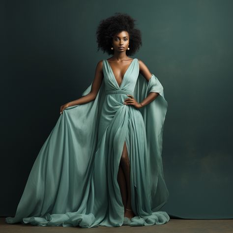 Mint Green Photoshoot, Aesthetic Mint, Mint Green Dress, Dark Green Dress, Dark Skin Women, Mint Color, Fashion Aesthetic, Green Dress, Dyed Hair