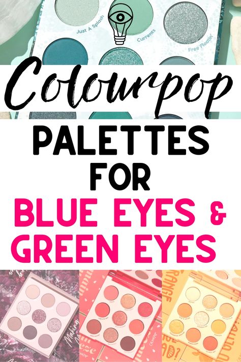 Find here the best Colourpop eyeshadow palettes for blue eyes and green eyes - the best Colourpop palettes from nude to red eyeshadow, mint eyeshadows, mauve and purple! Colourpop Sage The Day Looks, Colourpop Eyeshadow Looks, Blue Hazel Eyes, Best Makeup Palettes, Olive Skin Lipstick, Red Eyeshadow Palette, Colourpop Eyeshadow Palette, Eyeshadow For Green Eyes, Eyeshadow Brands