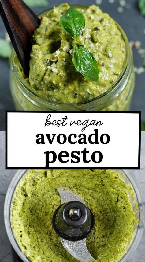 Elavegan Recipes, Avocado Pesto Recipe, Oil Free Pesto, Vegan Pesto Sauce, Nut Free Pesto, Vegan Sauce Recipes, Pesto Sauce For Pasta, Avocado Pesto Pasta, Dairy Free Pesto