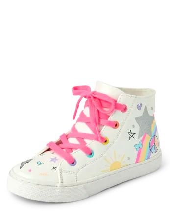 Discover great products at the best prices at Dealmoon. The Children's Place Girls Glitter Doodle Hi Top Sneakers | The Children's Place - WHITE. Price:$23.48 at Children's Place Girls Tennis Shoes, Rainbow Laces, Hi Top Sneakers, Shoes Sale, Kids Sandals, Hi Top, Kids Sneakers, Lace Design, Childrens Place