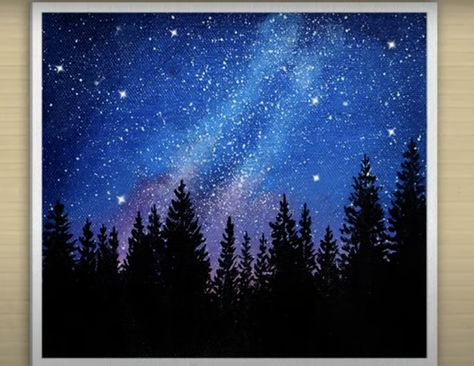 23 Easy Night Sky Painting Tutorials (Acrylic, Watercolor, Poster Paint, Gouache) | Acrylic Painting School Night Sky Paint Color, Paintings Of Night Sky, Acrylic Paint Night Sky, Midnight Painting Easy, Nighttime Paintings Easy, How To Paint The Night Sky, How To Paint A Night Sky Step By Step, How To Paint A Sky Background, How To Paint Night Sky Acrylic