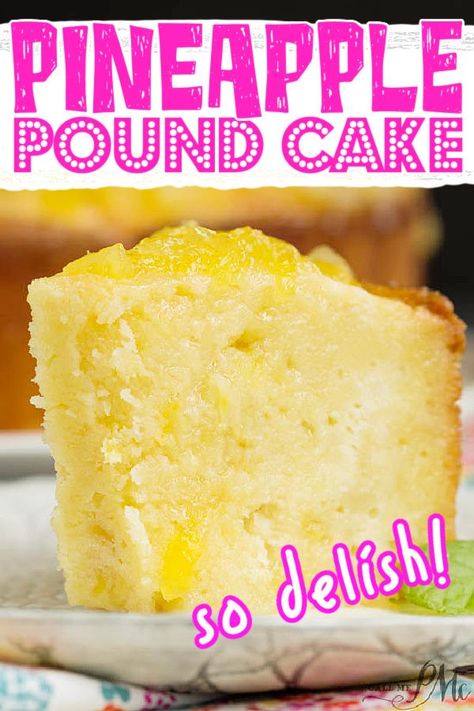 PINEAPPLE POUND CAKE RECIPE Pineapple Orange Bundt Cake, Homemade Pineapple Cake Recipe, Easy Pineapple Bundt Cake Recipes, Crushed Pineapple Dump Cake, Pineapple Lemon Cake, Pineapple Crunch Cake, Cakes With Pineapple In It, Pineapple Pound Cake With Cream Cheese Glaze, Southern Bundt Cake Recipes