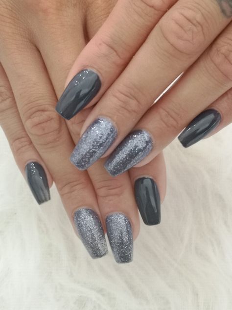 Grey Nails Acrylic, Dark Grey Nails, Grey Nails, Gray Nails, Coffin Nails Designs, Nails Designs, Nails Acrylic, Coffin Nails, Dark Grey