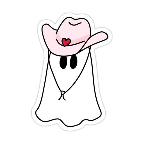 Western Ghost Tattoo, Ghost With Cowboy Hat Tattoo, Ghost Cowboy Tattoo, Cowboy Ghost Tattoo, Cowgirl Ghost, Cowboy Hat Tattoo, Ghost Stickers, Woodland Illustration, Cowboy Tattoos