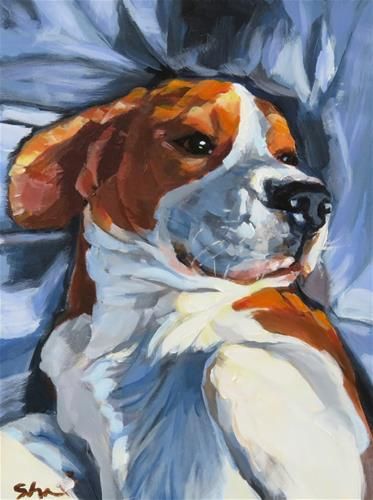 Dog Paintings Acrylic, Tati Moons, Beagle Portrait, Beagle Painting, Dog Breed Art, Beagle Art, Pet Portrait Paintings, Dog Portraits Painting, Dog Canvas