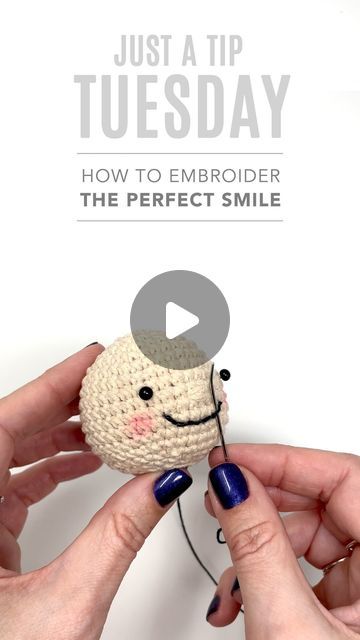 How To Add A Smile To Crochet, How To Embroider Smile On Amigurumi, Embroider Amigurumi Face, Amigurumi Smile Embroidery, Embroidering Eyes On Amigurumi, Instagram Pattern, Crochet Design Pattern, Crochet Stitches For Beginners, Crochet Animal Patterns