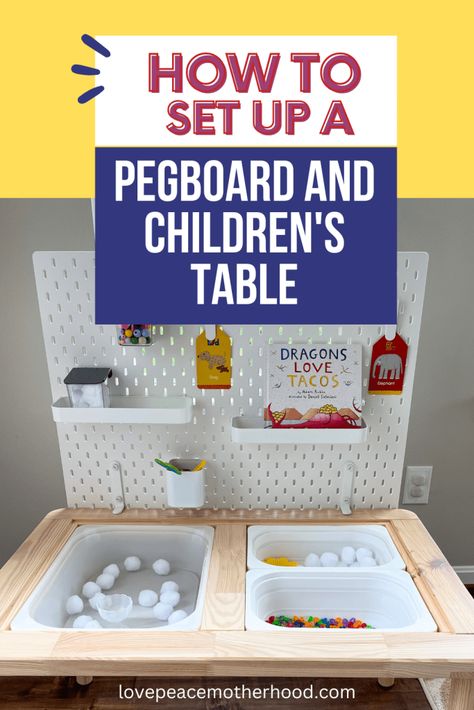 Are you looking for some inspiration for the Ikea Flisat sensory table? I wanted to add additional items for learning and play when using our sensory table. Check out the IKEA Flisat Table Hack detailed below. Stay tuned, I'm excited to share all the ways we use this table and pegboard for learning and activities. Flisat Craft Table, Diy Ikea Flisat Table, Ikea Flisat Table Makeover, Pegboard Preschool, Sensory Table Set Up, Ikea Sensory Bin, Ikea Sensory Table Hack, Ikea Flisat Table Hack, Play Table Ideas