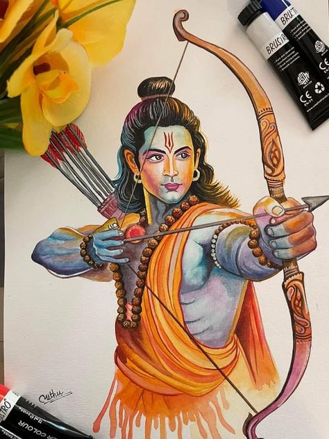 Sita Ram Paintings, Sita Ram Drawing, Rama Drawing, Moto Wallpapers, Poster Rangoli, Colored Pencil Art Projects, Doddle Art, Ram Ji, Rabbit Crafts