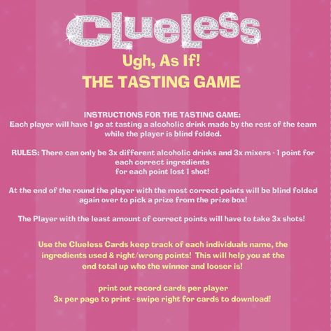 Y2k Party Activities, Y2k Activities, Y2k Party Games, Clueless Birthday Party Theme, Y2k Drinks, Clueless Party Theme, Clueless Themed Birthday Party, 00s Party Theme, Clueless Theme