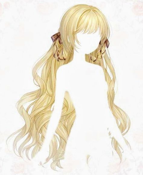 Long Wavy Hair Anime, Clothes Adopt, Wavy Hair Anime, Anime Long Hair, Feminine Hairstyles, Pelo Anime, Blonde Wavy Hair, Nikki Love, Hair Sketch