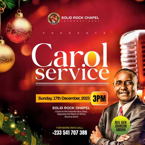 Church Christmas Carol Flyer Design, Carol Service Flyer Design, 31st Night, Sunday Service Flyer, Service Poster, Christmas Graphic Design, Apostle Paul, Church Media Design, Christmas Service