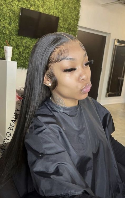 Fluffy Edges, Frontal Wig Hairstyles, Braids Hairstyles Pictures, Hair Done, Frontal Hairstyles, Girls Hairstyles Braids, Slick Hairstyles, Dope Hairstyles, Hair Ponytail Styles