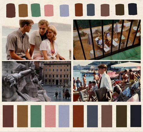 90s Books, The Talented Mr Ripley, Talented Mr Ripley, Mr Ripley, Movie Color Palette, Books Literature, Retro Color Palette, Men Fashion Casual Outfits, Color Swatch