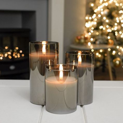 Candle Decor Bedroom, Realistic Candles, Grey Candles, Flame Candle, Led Pillar Candle, Flameless Led Candles, Electric Candles, Candle Aesthetic, Battery Operated Candles