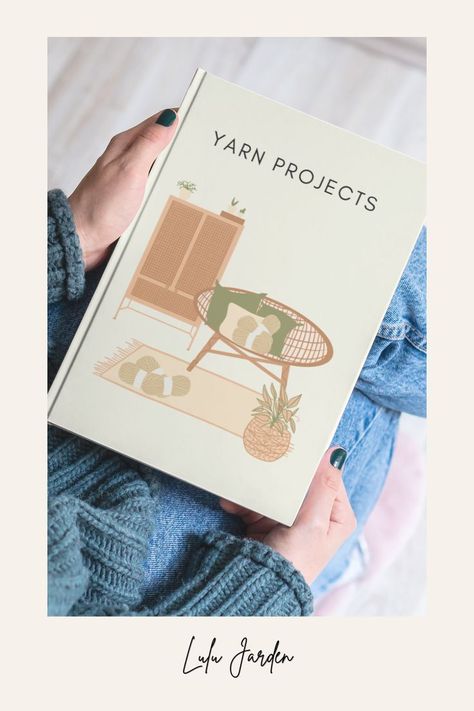 Woman wearing blue sweater and jeans holding a mint green yarn projects journal Inventory Tracking, Organization Inspiration, Yarn Stash, Crochet World, Project Planner, Planner Journal, Knitting And Crochet, Conversion Chart, Yarn Projects