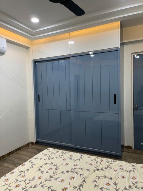 #wardrobe Sliding Wardrobe With Loft Design, Slide Wardrobe, Wardrobe Design Bedroom Sliding, Modern Bedroom Wardrobe Ideas, Wardrobes Ideas, Sliding Bed, Wardrobe Laminate, Latest Cupboard Designs, Sliding Wardrobe Designs