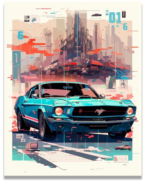 PRICES MAY VARY. Details - This car poster measures (11x14 Inches), and does not include a frame. Printed onto 210gsm semi-gloss paper, with high-quality colors that last. Iconic Ford Mustang Art - Immerse yourself in the history and legacy of the Ford Mustang through our detailed and visually captivating artwork. Perfect Gift - Whether you're looking for car wall decor for men or the perfect gift for boys, men, kids, boyfriends, or anyone who loves these iconic cars, this poster is perfect for Ford Mustang Poster, Mustang Poster, Car Collage, Mustang Gtr, Mustang Art, Wall Hanging Photo Frames, Wall Decor For Men, Ford Mustang 1967, Iconic Cars