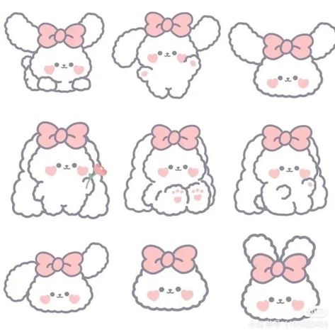 Pink Kawaii Stickers Printable, Bunny Kawaii Art, Cute Stickers Drawings Easy, Cute Chibi Stickers Printable, Cute Stickers Journal, Cute Bunny Stickers Printable, Cute Kawaii Printable Stickers, Free Stickers Printables Cute, Cute Printable Stickers Journal Kawaii