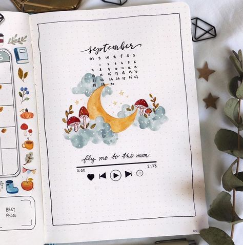 @bujo_emotions on Instagram: “Follow @bujo_emotions Cr: @lolascraftjournal 🌙✨ . . . . #bulletjournal2019 #journaling #bulletjournalfr #bulletjournalnewbie #journals…” Online Bullet Journal, Journal Titles, Month Journal, Journal Banner, Book Cover Page Design, Bullet Journal Titles, Star Doodle, Bullet Journal Cover, Title Ideas