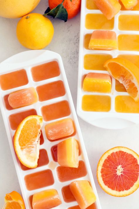 Keep your immune system at its peak during cold and flu season by adding these Cold Fighting Citrus Ice Cubes to a tall glass of water or cup of tea.  These immune boosting ice cubes are loaded with vitamin C and antioxidants and they taste great!! Unexpected New Year's Resolution Ideas For 2023, Lemon Ice Cubes, Summer Beverages, Flavored Ice Cubes, Juice Ice Cubes, Fancy Ice, Flavored Ice, Harvest Kitchen, Vitamin C Benefits