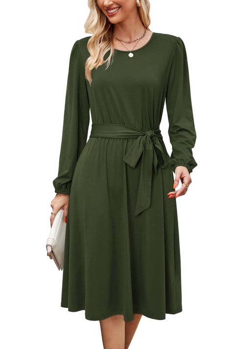 PRICES MAY VARY. FALL DRESSES FOR WOMEN 2024: Long sleeve dress for women adopts soft, stretchy and lightweight fabric, comfortable to wear all day. WEDDING GUEST DRESSES FOR WOMEN FALL: Long sleeve dress/ women's casual dresses/ dress with pockets/ flowy dresses for women/ elastic waist/ crew neck/ a line dresses for women/ tie waist dres/ long sleeve midi dress/ midi dresses for women/ modest dresses for women/ homecoming dresses/ belted dress/ fall wedding guest dresses/ winter dress/ spring Long Sleeve Dresses Fall, Modest Dresses For Women, Winter Wedding Guest Dress, Wrap Dress Midi, Dark Green Dress, Work Dresses For Women, Wrap Dresses, Black Dress With Sleeves, Floral Party