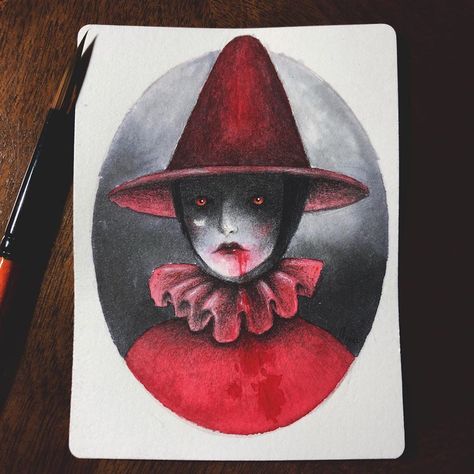 Almost midnight! Here’s a Vampire Witch for #mabsdrawlloweenclub day one ❣️❣️❣️❣️ . . . . . . . . #darktownsally #witch #vampirewitch… Vampire Watercolor, Vampire Witch, Scary Drawings, Visual Journal, Scary Art, Photography Illustration, Watercolor Inspiration, Art Inspo, Art Photography