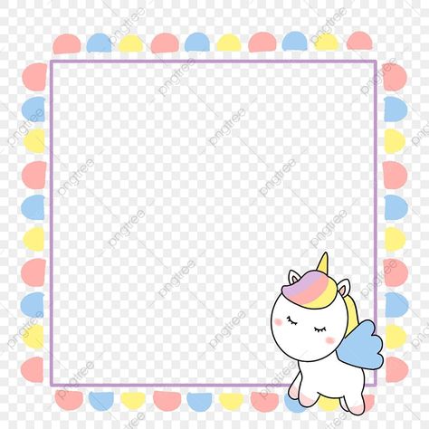 Rainbow Wallpaper Backgrounds, Unicorn Background, Cute Rainbow Unicorn, Image Border, Colorful Borders Design, Unicorns Png, Unicorns Clipart, Colorful Borders, Unicorn Colors