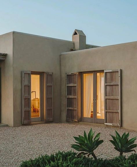 Beige House, Concrete Effect Paint, Paper Architecture, Adobe House, Wooden Shutters, Mediterranean Home, Village Houses, House Inspo, Home Fashion