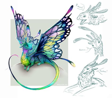 Faerie Dragon, Digimon Wallpaper, Art Twitter, Dragon Sketch, Fairy Dragon, Mythical Animal, Cute Fantasy Creatures, Fantasy Beasts, Creature Drawings