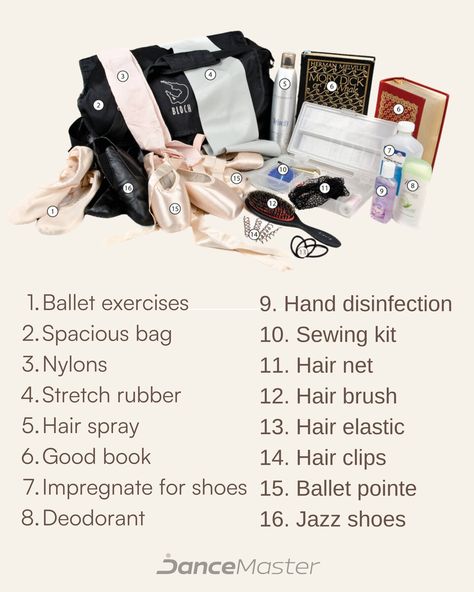 🧐Check your dance gear! We've made it easy for you to pack for ballet training. We also summarized it in detail in the article on the BLOG. Read more at: https://www.dancemaster.net/blog/essential-items-to-pack-in-your-dance-bag-ballet-dancers You can find the link in BIO. #dance #dancesportlook #dancesportfashion #dancesportchampionships #dancesportshoes #dancesportart #dancesportcompetition #dancesportlife #dancesportcamp #dancemaster #dancephotography #dancesportlive #dancesportmarket ... Dance Bag Essentials, Bag Layout, Ballet Training, Dance Comp, Dance Gear, Ballet Exercises, Jazz Shoes, Sports Camp, Hair Net