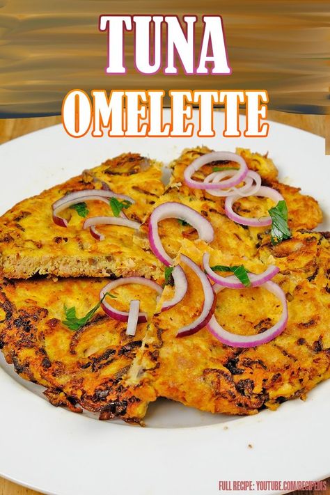 Tuna Omelette, Can Tuna, Tuna Fish, 3 Eggs, Omelet, Onion Rings, Fish Recipes, Parsley, Seafood Recipes