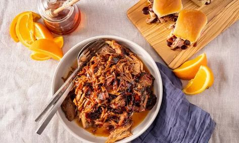 Show Me The Honey Pulled Pork | Traeger Grills Honey Pulled Pork, Traeger Pulled Pork, Maple Bbq Sauce, Pulled Pork Casserole, Beer Pulled Pork, Honey Barbecue Sauce, Crockpot Pork Tenderloin, Pork Casserole, Bbq Dry Rub