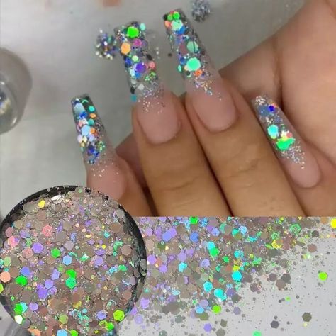 Brand New Stunning!!! 5g (About 0.17oz)/ Each Jar Bundle And Save ( I Have More Nail Supplies. Add Nail Tips, Nail Art And More). #Nailart #Nailsupplies #Acrylicnsils #Nailtips #Glitter #Nailglitter #Sliverglitter Pigment Nail Art, Holographic Glitter Nails, Encapsulated Nails, Nail Dust, Ombre Nails Glitter, Cheap Nail, Exotic Nails, Bling Acrylic Nails, Nail Designs Glitter