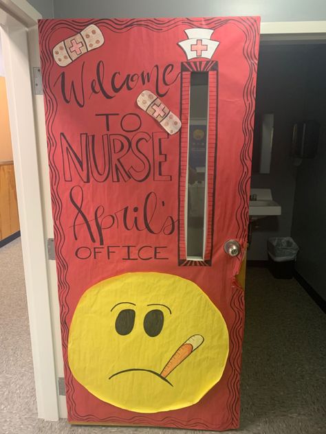 School Nurse Office Door, School Nurse Decorations, School Nurse Door, Teacher Appreciation Breakfast, School Nurse Office Decorations, School Nurse Office, Nurse Office, School Door Decorations, Galaxy Theme