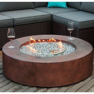 Note: The Fire Pit is NOT suitable for natural gas. Note: Does not include a glass wind guard Note: The propane tank cannot be put under the fire table Fireplace-in-the-round: It's like having a fireplace wherever you want it! Perfect for toasting marshmallows right on your deck, patio or poolside. The low profile of this elegant fire table just beckons you to gather round it and tell stories. Clean burning propane flame provides soothing warmth with electronic ignition, safety valve for easy st Aesthetic Bbq, Round Propane Fire Pit, Bbq Aesthetic, Aesthetic Backyard, Backyard Aesthetic, Fire Pit Coffee Table, Kitchen Backyard, Outdoor Propane Fire Pit, Deck Outdoor