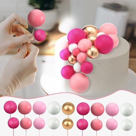 Amazon.com: Tondiamo 108 Pcs Balls Cake Topper Balloons Cupcake Topper DIY Cake Insert Topper Foam Cake Balls Baking Decoration for Wedding Anniversary Birthday (Gold,Multi Sizes) : Grocery & Gourmet Food Ball Shaped Cake, Foam Decorations, Foam Cake, Balloons Cake, Balloon Cupcakes, 50th Wedding Anniversary Party, Birthday Gold, Shaped Cake, Mini Balloons