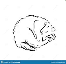 Kitty Is Sleeping Curled Illustration Of A 2D Contour In Black White. Stock Illustration - Illustration of outline, asleep: 125565100 Meow Tattoo, Tattoo Gato, Cat Outline Tattoo, Sleeping Drawing, Cat Tattoo Simple, Cat Outline, Cat Drawing Tutorial, Black Cat Tattoos, Hello Kitty Tattoos