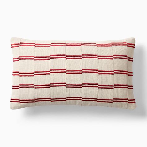 Stripe Cushion, Red Pillow Covers, West Elm Kids, Pb Kids, Red Throw Pillows, Striped Cushions, Red Pillows, Round Pillow, Cushion Pattern