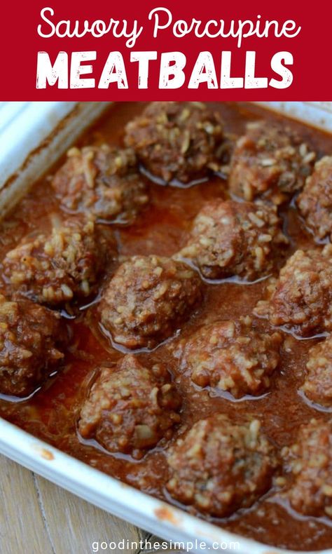 Zesty porcupine meatballs. Porcupine Meatballs Easy, Baked Porcupine Meatballs, Meatballs With Rice, Porcupine Meatballs Recipe, Quick Beef Recipes, Rice And Gravy, Porcupine Meatballs, Meatballs And Gravy, Baked Meatballs