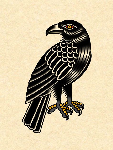 Traditional Tattoo Animals, Vintage Tattoos, Traditional Tattoo Inspiration, Vintage Tattoo Design, Cool Tattoo Drawings, Traditional Style Tattoo, Traditional Tattoo Sleeve, Crow Tattoo, Bear Tattoos