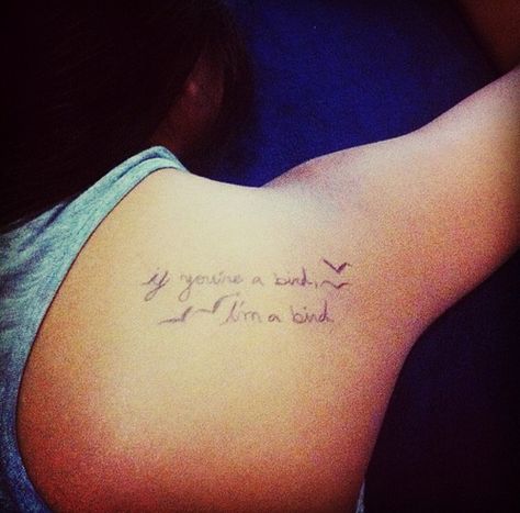 If Your A Bird Im A Bird Tattoo, The Notebook Tattoo, Notebook Tattoo, A Bird Tattoo, Love Bird Tattoo Couples, Geometric Tattoo Bird, Notebook Quotes, Couple Tattoos Unique Meaningful, Bluebird Tattoo