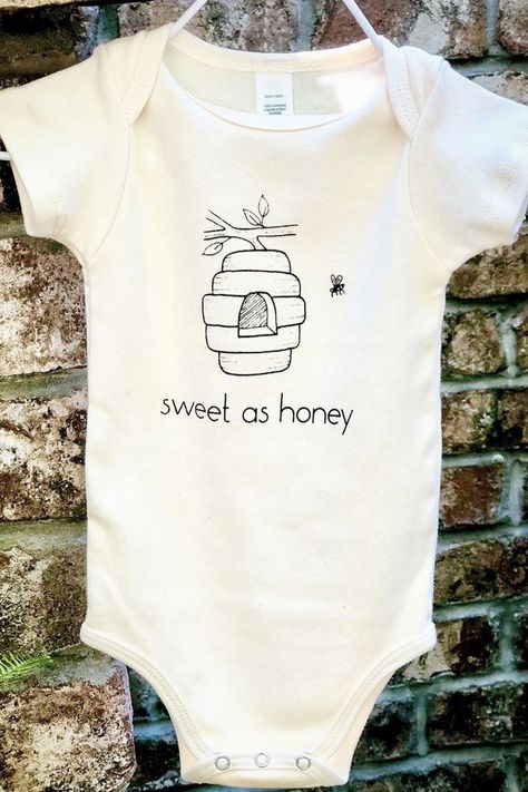 Neutral Baby Onesies, Honey Beehive, Sweet As Honey, Newborn Bodysuit, Cricut Baby, Neutral Baby Clothes, Typewriter Font, Rainbow Sky