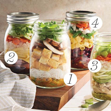 Up Your Desk Lunch Game—Pack These Tasty Make-Ahead Soups in a Canning Jar — Allrecipes Soup In A Jar Recipe, Noodle Soup In A Jar, Noodle Jars, Beef And Cabbage Soup, Miso Noodle Soup, Desk Lunch, Gift Jars, Jar Meals, Soup In A Jar