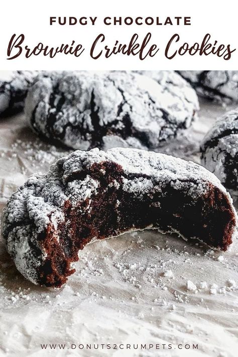 Brownie Crinkle Cookies From Mix Boxes, Jumbo Brownie Cookies, Brownie Crinkle Cookies, Cookie Perfection, Freezer Cookies, Cake Mix Brownies, Brownie Treats, Brownies Recipes, Crinkle Cookies Recipe