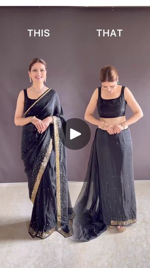 Black Saree Draping Styles, Black Saree Look Modern, Saree Draping Styles Modern, Saree Draping Ideas, Draping Ideas, Stylish Drapes, Draping Styles, Saree Drape, Saree Wearing