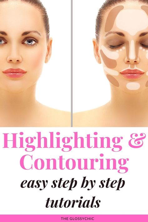 contouring and highlighting, easy step by step tutorials Easy Contouring For Beginners, Bronzer Tutorial, Highlight Tutorial, Easy Contouring, Highlighting And Contouring, Contouring For Beginners, Highlighting Techniques, Contouring Techniques, Face Contouring Makeup