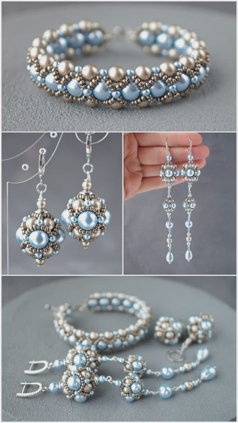 Silver Prom Jewelry, Beads Craft Jewelry, Beaded Bracelets Tutorial, Beaded Jewels, Beaded Jewelry Tutorials, Beads Bracelet Design, Handmade Jewelry Tutorials, Bead Work Jewelry, Handmade Beaded Jewelry