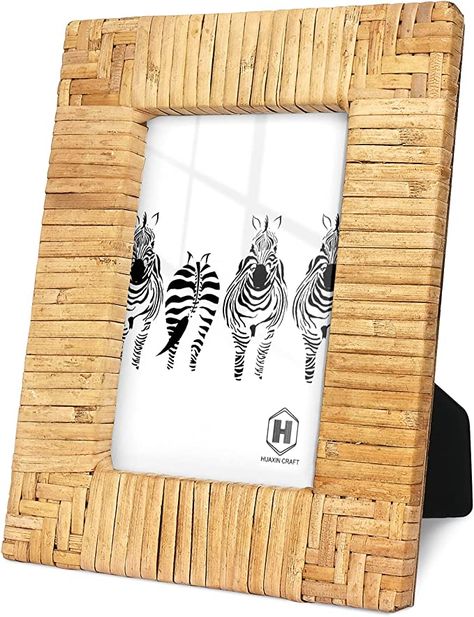 Amazon.com - Huaxin Craft Rattan Picture Frame, Photo Frame Cany Stand Table Top Rustic Desk, High Definition Galss (4x6) - Table Top Desk, Desk High, 5x7 Picture Frames, Rustic Desk, Tabletop Picture Frames, 4x6 Picture Frames, Stand Table, Type Posters, Crafts With Pictures